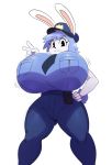  2019 big_breasts breasts clothed clothing fully_clothed hair huge_breasts jiggle lagomorph mammal molly_(angstrom) necktie police rabbit solo sssonic2 
