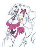  2017 anthro anthrofied arbok bag bikini breasts cleavage clothed clothing fangs female forked_tongue long_tongue looking_at_viewer nintendo nipple_bulge pok&eacute;mon pok&eacute;morph slit_pupils solo swimsuit tongue tongue_out video_games zwitterkitsune 