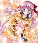  at_classics blue_eyes breasts cleavage large_breasts long_hair marker_(medium) navel no_panties original pink_hair solo traditional_media very_long_hair 