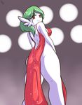  absurd_res anthro breasts butt clothing dress female gardevoir green_hair hair hi_res immortalstar looking_back low-angle_view nintendo pok&eacute;mon pok&eacute;morph red_eyes smile solo video_games 