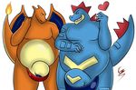  &lt;3 aeron_(artist) belly big_belly big_bulge bulge charizard feraligatr huge_bulge male musclegut nintendo overweight overweight_male pok&eacute;mon smile video_games 