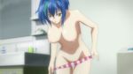  1girl blue_hair breasts high_school_dxd nipples panties screencap solo undressing xenovia_(high_school_dxd) 