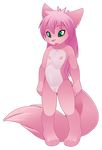  anthro areola b-ern breasts cat cub feline female flat_chested fur hair mammal nipples open_mouth paws pink_fur pink_hair pussy solo standing tongue young 
