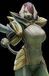  anthro canine clothed clothing dog female hair hair_over_eye hi_res looking_at_viewer mammal melee_weapon poodle shintori solo standing sword weapon 