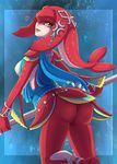  2017 absurd_res breasts breath_of_the_wild butt evomanaphy female hi_res looking_at_viewer looking_back mipha nintendo side_boob smile solo the_legend_of_zelda video_games yellow_eyes zora 