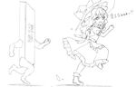  braid chasing commentary crying crying_with_eyes_open d: greyscale hat homework kirisame_marisa long_hair monochrome open_mouth personification procrastination running single_braid skirt skirt_set tears touhou translated v-shaped_eyebrows vest wavy_hair witch_hat yururi_nano 