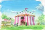  blue_sky circus cloud commentary day flag highres hirota_(masasiv3) no_humans outdoors park scenery shop sky stand tent tree 