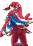 2017 absurd_res alpha_channel breasts breath_of_the_wild butt evomanaphy female hi_res looking_at_viewer looking_back mipha nintendo side_boob simple_background smile solo the_legend_of_zelda transparent_background video_games yellow_eyes zora 