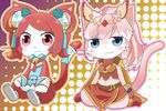  2girls artist_request blue_eyes cat cat_busters furry multiple_girls pink_eyes red_eyes 