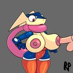  2017 amphibian animated anthro areola balls big_breasts bouncing_breasts breast_squish breasts clothed clothing digital_media_(artwork) disembodied_penis duo erection eyelashes female frog greninja huge_breasts human humanoid_penis legwear long_tongue looking_down male male/female male_penetrating mammal nintendo nipple_penetration nipples open_mouth partially_clothed penetration penis pok&eacute;mon red_eyes retro_parasite sex solo_focus stockings swimsuit tongue tongue_out video_games webbed_hands wide_hips 