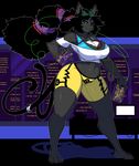  big_breasts black_fur breasts cat celia clothing cyberpunk eyewear feline female fur goggles huge_breasts hypnofood mammal nn tight_pants 