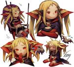  1girl :&lt; animal_ears bat bat_ears blonde_hair cape character_sheet child choker crying eyes_closed fang female hand_to_own_mouth htm_(gixig) messy_hair original red_eyes signature smile tears thighhighs vampire wariza 