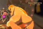 2017 3d_(artwork) 5_toes anal animated balls barefoot blonde_hair blue_eyes bokoblin butt cowgirl_position digital_media_(artwork) english_text eyes_closed female hair horn humanoid hylian interspecies long_hair looking_pleasured male male/female monster nintendo not_furry nude on_top penetration penis pointy_ears princess_zelda sable_serviette sex soles text the_legend_of_zelda toes tongue tongue_out unfinished vaginal vaginal_penetration video_games voyeur 