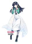  :d black_hair blue_eyes boots breasts clenched_hand cropped cropped_jacket dress eyebrows_visible_through_hair full_body grey_legwear hair_ornament hair_ribbon ishida_kana long_hair looking_at_viewer mahouka_koukou_no_rettousei necktie official_art open_mouth ribbon shiba_miyuki small_breasts smile solo standing transparent_background 