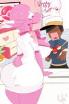  &lt;3 anthro big_breasts big_butt blush breasts butt clothed clothing duo english_text female hat hi_res humanoid male nintendo nite nurse nurse_uniform pok&eacute;mon standing text uniform video_games wigglytuff 