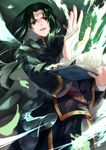  book cloak cyaca_ab fire_emblem fire_emblem:_akatsuki_no_megami fire_emblem:_souen_no_kiseki green_hair holding holding_book magic male_focus red_eyes solo soren 