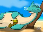  academy female invalid_tag jota lapras male marina nap nintendo palm_tree pikachu pok&eacute;mon sea sleeping tree video_games water 