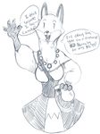  actionbastardvirginblstr anthro armello breasts canine cleavage clothed clothing dialogue english_text eyelashes fangs fox mammal open_mouth scarlet_(armello) speech_bubble text waterskin 