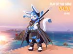  2016 2017 ana_amari anthro cloak clothing cute eeveelution glaceon gun hoodie male neroj nintendo overwatch pok&eacute;mon ranged_weapon rock sea senz ship standing suit vehicle video_games water weapon 