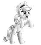  2017 absurd_res applejack_(mlp) black_and_white earth_pony equine feral friendship_is_magic greyscale hi_res horse mammal monochrome my_little_pony pencil_(artwork) pony simple_background solo stallionslaughter traditional_media_(artwork) white_background 