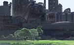  chinese_commentary commentary day factory grass highres no_humans outdoors scenery silo sky smokestack tree yaorenwo 