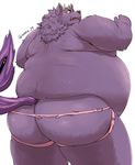  bathym butt canine clothing demon horn jockstrap male mammal mane_hair obese overweight slightly_chubby straps tearing_clothes tokyo_afterschool_summoners underwear wanio_29 wolf 