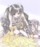  alternate_costume alternate_hairstyle black_hair blonde_hair commentary_request holding holding_hair licking_lips multiple_girls neo_(rwby) rwby rwby_fanartnest tongue tongue_out twintails yang_xiao_long yuri 