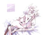  1girl ass bad_id bad_pixiv_id barefoot bottomless brother_and_sister french_kiss gyorui_(toura_minato) incest kagamine_len kagamine_rin kiss open_clothes open_shirt shirt shorts siblings soles tongue twincest twins vocaloid 