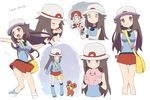  1boy 1girl :d agata_(agatha) bag baseball_cap blue_(pokemon) blush breasts brown_eyes brown_hair clefairy closed_eyes coat cropped_legs empty_eyes gen_1_pokemon gen_2_pokemon hat long_hair medium_breasts open_mouth pokemon pokemon_(creature) pokemon_(game) pokemon_frlg red_(pokemon) red_skirt scared scarf shirt simple_background skirt sleeveless sleeveless_shirt smile snow solo_focus stuffed_toy sun_hat teddiursa text_focus trembling voodoo_doll white_background winter_clothes winter_coat 