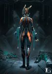  armor arms_at_sides ass bodysuit claws corpse from_behind full_body highres indoors kevin_glint looking_down solo standing valkyr_(warframe) warframe wrist_cuffs 