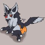  2017 black_fur butt canine clothing feral fur hyena male mammal mightyena nintendo nulloffset panties pok&eacute;mon simple_background solo underwear video_games 