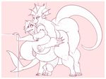  anthro balls belly big_belly big_breasts breasts dickgirl dickgirl/dickgirl duo fish horn huge_breasts humanoid_penis hyper hyper_belly hyper_breasts hyper_penis inflation intersex intersex/intersex marine mr.pink nude penis scalie shark standing tongue tongue_out 