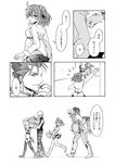  bandaged_arm bandages bare_shoulders black_legwear bow check_translation comic dark_skin dark_skinned_male dress fate/apocrypha fate/extra fate/grand_order fate/stay_night fate_(series) fujimaru_ritsuka_(female) gloves greyscale hair_ornament hair_scrunchie hat jack_the_ripper_(fate/apocrypha) lancer long_hair monochrome multiple_boys nursery_rhyme_(fate/extra) open_mouth sakata_kintoki_(fate/grand_order) scrunchie sen_(0snow) short_hair smile sunglasses translation_request 