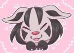  animal_ears black_hair blush claws dog_ears eyes_closed fangs furry happy mightyena negoya no_humans open_mouth paws pink_background pokemon pokemon_(creature) pokemon_rse short_hair simple_background smile solo teeth 