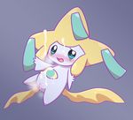  1girl arms_up blue_background blue_eyes blush cum cum_on_body drooling facial floating full_body heart highres jirachi legs_apart looking_up negoya no_humans open_mouth outstretched_arms pokemon pokemon_(creature) pokemon_rse pussy pussy_juice saliva simple_background smile solo steam tears third_eye uncensored 