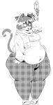2023 anthro bar_emanata belly big_belly biped black_text blush bottomwear breasts breath butt button_(fastener) cat_tail christmas clothed clothed_anthro clothed_female clothing digital_drawing_(artwork) digital_media_(artwork) domestic_cat drawstring ear_twitch eyelashes eyeshadow felid feline felis female female_anthro footwear front_view full-length_portrait glistening glistening_hair greyscale hair heart_font heartbeat hi_res holidays inner_ear_fluff lipstick makeup mammal mistletoe monochrome navel navel_outline no_shoes overweight overweight_female pattern_bottomwear pattern_clothing perspective-incorrect_bottomwear perspective-incorrect_clothing perspective-incorrect_plaid perspective-incorrect_texturing pigeon_toed plaid plaid_bottomwear plaid_clothing plant portrait prick_ears question_mark scarf simple_background socks solo sound_effects spoken_question_mark standing sweater sweatpants text the_boot thick_thighs three-quarter_view topwear translucent_text tuft white_background