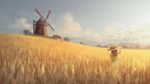  cloud day field hat highres long_hair natsu_(hottopeppa3390) original outdoors revision scenery solo straw_hat wheat_field windmill 