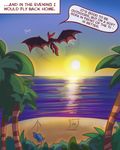  a_story_with_a_known_end anthro beach comic english_text evening feline flying fur jonty male mammal palms red_fur ripli seaside sunset text translated wings 