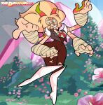 2_horns 4_arms alien alien_humanoid bandage bandaged_arm boots cartoon_network clothed clothing fan_character fangs female footwear fully_clothed fusion gem gem_(species) gem_fusion hair hi_res horn horned_humanoid humanoid jasper_(steven_universe) multi_arm multi_limb not_furry pearl_(steven_universe) smile solo steven_universe style_parody teeth thediamond637 toony topwear vest