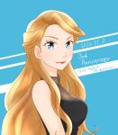  angelique_noir aogaeru_(pixiv46613656) black_dress blonde_hair blue_eyes dress earrings girls_mode_4 highres jewelry lipstick long_hair makeup red_lips smile style_savvy_(video_game_series) very_long_hair wavy_hair 