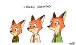  anthro black_nose canine disney english_text fox fur green_eyes male mammal necktie nick_wilde orange_fur sanjiseo signature smile text young zootopia 