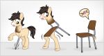 absurd_res after_transformation brown_eyes brown_hair brown_tail chair equid equine fan_character feral furniture furniture_transformation hair hasbro hi_res hooves horse icaron inanimate_transformation inanimax inside male mammal mid_transformation my_little_pony objectification pony price_tag solo story story_at_source story_in_description tail tan_body three_frame_sequence transformation transformation_sequence