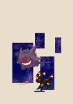  animal_focus artist_name black_fur colored_skin commentary_request facial_mark forehead_mark gengar grin highres no_humans pokemon pokemon_(creature) purple_skin red_eyes smile tail teeth twitter_username umbreon white_background zozozoshion 