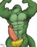  2011 abs alligator anthro balls biceps big_muscles big_penis biped clothed clothing crocodilian cursedmarked digital_media_(artwork) erection flexing front_view glans green_balls green_scales green_tail half-length_portrait humanoid_penis ivan_coleman long_penis looking_at_viewer male muscular muscular_male nipples pecs penis pepsi_(fa) pink_nipples pink_penis poking_out portrait pose reptile scales scalie signature simple_background smile smirk snout solo standing topless underwear vein veiny_penis white_background yellow_bottomwear yellow_clothing yellow_underwear 