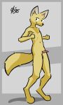 2023 animal_genitalia animal_penis anthro arms_by_side binary_drawing black_eyes black_nose canid canine canine_genitalia canine_penis cel_shading daleport996 digitigrade erection eyebrows featureless_feet feet fennec fist fox full-length_portrait fur genitals grey_background inner_ear_fluff joey_(daleport996) looking_at_viewer male mammal navel nude outline penis portrait raised_eyebrow realistic_penis_size red_penis shaded sheath signature simple_background smile solo standing tail thick_tail thrusting tuft yellow_body yellow_fur
