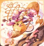  :q animal_ears animal_focus blush_stickers border bow broom broom_riding chocolate chocolate_syrup closed_mouth coco7 dedenne frilled_hat frills fur-trimmed_headwear fur_trim garland_(decoration) green_eyes hat hat_bow heart looking_ahead mouse_ears mouse_tail no_humans orange_border pink_bow pokemon pokemon_(creature) pokemon_mystery_dungeon pumpkin purple_headwear ribbon_trim smile solo tail tongue tongue_out whiskers white_background witch_hat 
