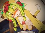  artist_request cat censored erection flat_chested fullbokko_heroes furry green_hair long_hair penis yellow_eyes 