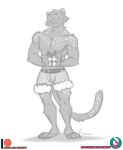 2023 anthro artist_name belt bottomwear christmas christmas_clothing claws clothed clothing digital_drawing_(artwork) digital_media_(artwork) eyebrows fangs felid finger_claws fur gift gift_box head_tuft hi_res holding_gift holding_object holidays jaguar long_tail looking_at_viewer male mammal muscular muscular_anthro muscular_male nicnak044 pantherine patreon patreon_logo shorts signature sketch smile smiling_at_viewer solo spots spotted_body spotted_fur standing subscribestar subscribestar_logo tail teeth text topless topless_anthro topless_male tuft url whiskers