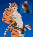anthro black_stripes citrine_lion clothed clothing clothing_aside epic_games fangs felid fingerless_gloves fortnite fur genitals gloves handwear hi_res jockstrap jockstrap_aside jockstrap_only looking_at_viewer male mammal mostly_nude musclegut muscular muscular_anthro muscular_male navel nipples orange_body orange_fur oscar_(fortnite) pantherine pecs penis solo stripes tail teeth tiger topless tufted_ears tufted_fur underwear underwear_aside underwear_only vein veiny_penis white_body white_fur yellow_sclera