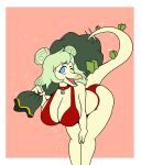 anthro bell bell_collar bent_over big_breasts breasts christmas cleavage clothed clothing collar dinosaur female goodbye_volcano_high hi_res holidays looking_at_viewer marcodile one_eye_closed reptile scalie snoot_game solo stella_(snoot_game) swimwear two_piece_swimsuit wink winking_at_viewer